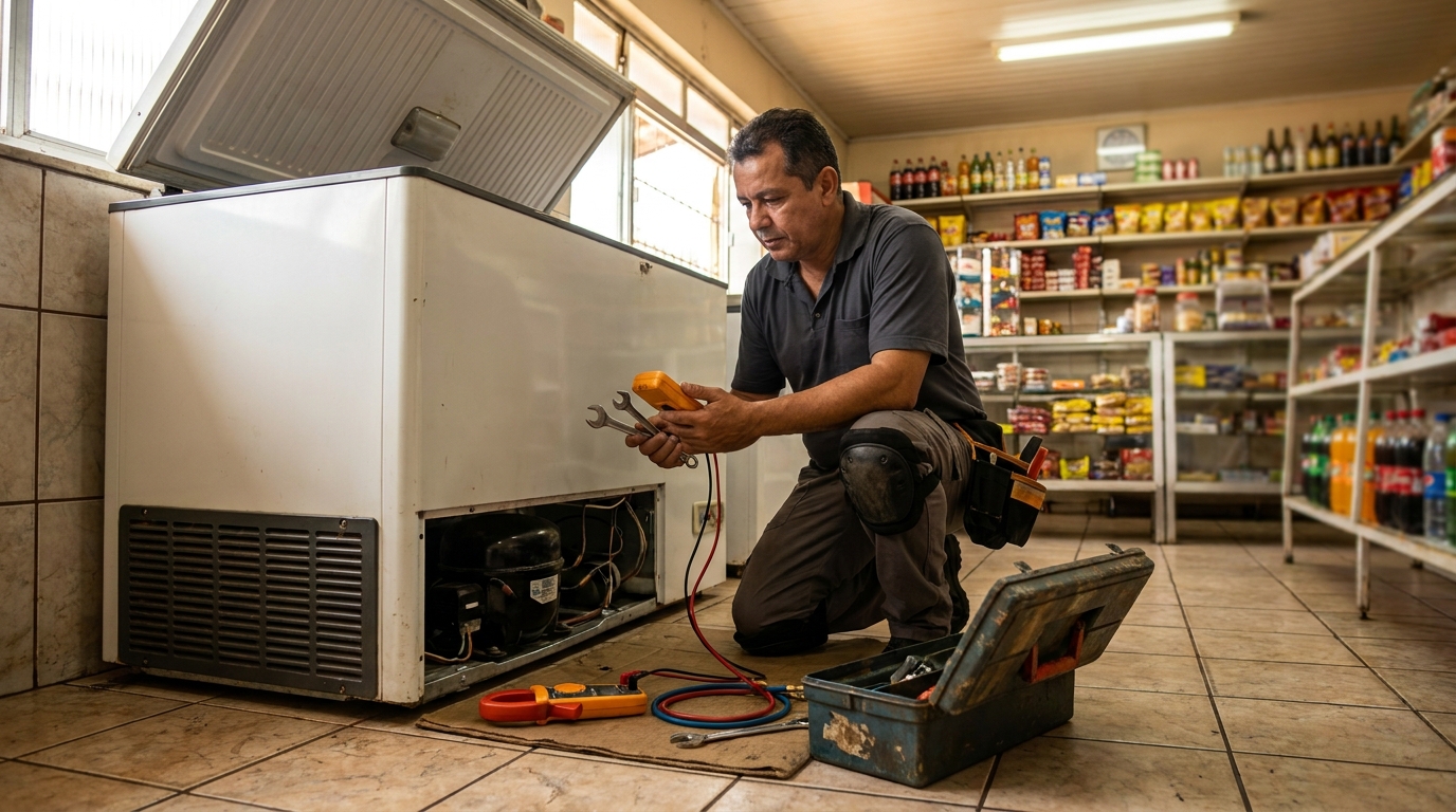 Técnico de conserto de freezer em residência em Viamão‑RS