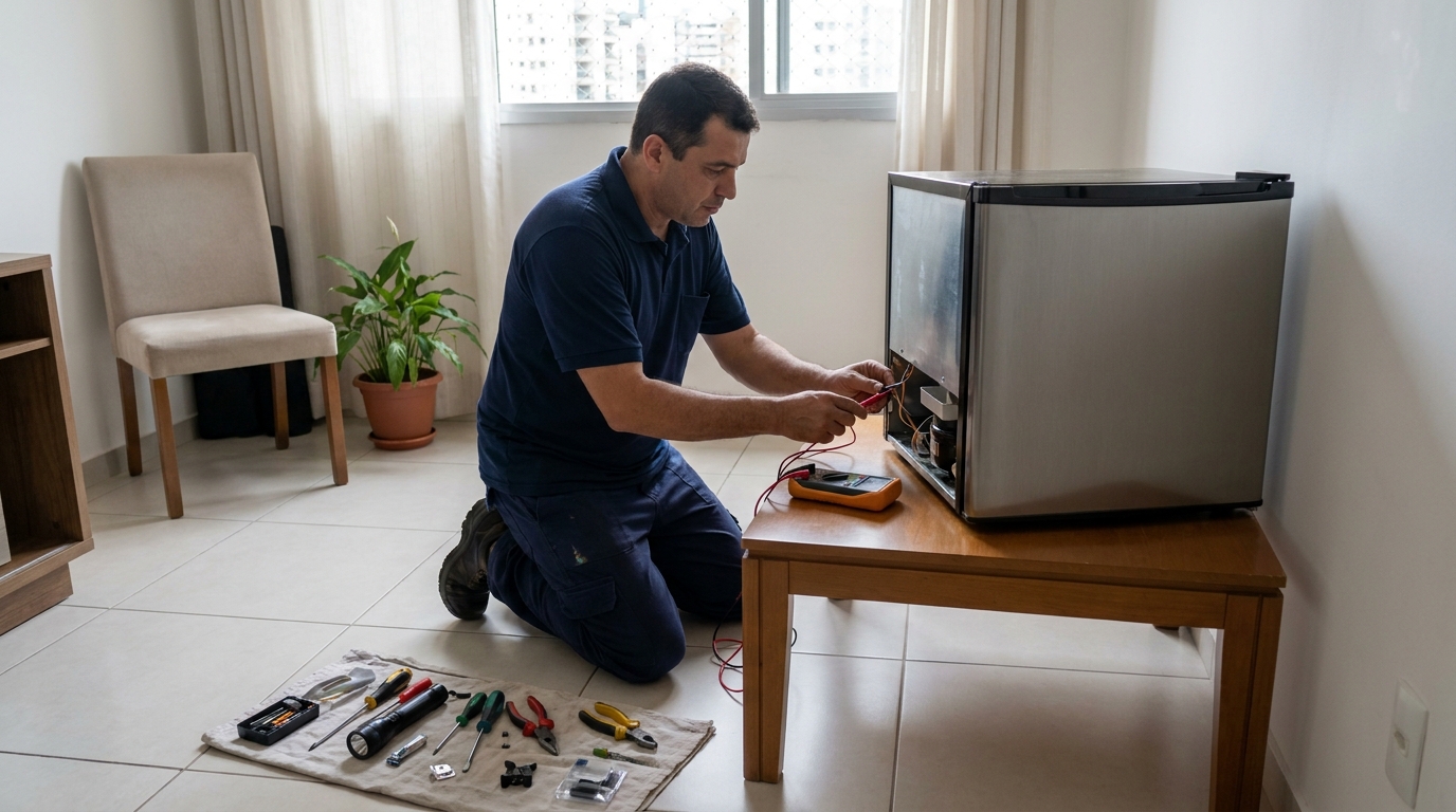 Técnico de conserto de frigobar em residência em Viamão‑RS